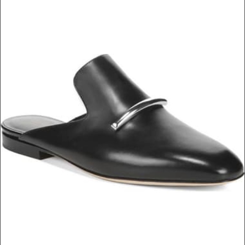 Via Spiga Womens Tara Black Leather Mules Sz 8.5